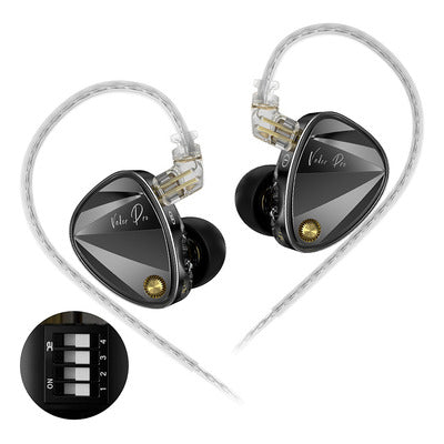 Casti KZ Vader Pro, HiFi echilibrare, 6 drivere dinamice, monitor, 4 niveluri de reglare, versiune de bas imbunatatita, Microfon HD, Negru