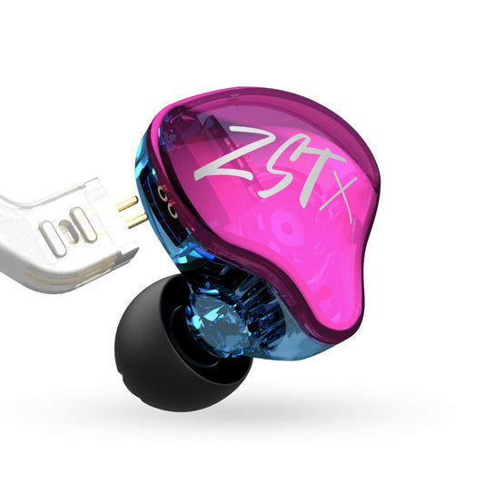 KZ ZST X headphones, 1BA+1DD, Hybrid unit, in-ear, HIFI Bass Sports, Microphone, Purple
