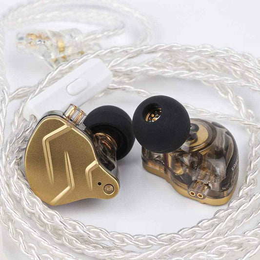 Casti KZ ZSN Pro X Metal,1BA+1DD Tehnologie hibrida,bas HIFI,Monitor,Sport,cu anulare a zgomotului,Auriu