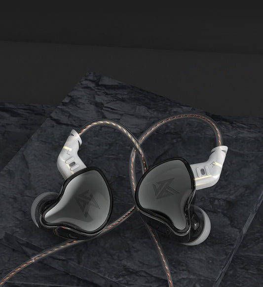 KZ EDC Headphones Dynamic, bass HIFI, with in-ear monitoring, sports with noise cancellation, Microphone, Black