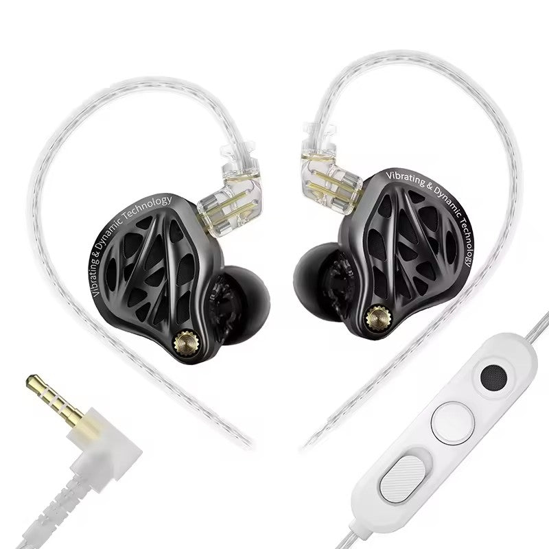 KZ Acoustics Vibe X Kopfhörer, HiFi mit 13 mm Vibrations-Treiber, Dual-Hybrid-Treiber, In-Ear-IEM-Monitor, ergonomisches Design, 3,5-mm-Klinke mit HD-Mikrofon, Schwarz