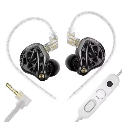 KZ Acoustics Vibe X Kopfhörer, HiFi mit 13 mm Vibrations-Treiber, Dual-Hybrid-Treiber, In-Ear-IEM-Monitor, ergonomisches Design, 3,5-mm-Klinke mit HD-Mikrofon, Schwarz