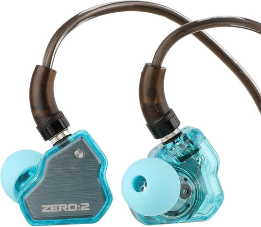 Casti 7Hz x Crinacle Zero 2, Driver dinamic de 10 mm, cablu detasabil cu fir OFC si Microfon , Hi-Fi Sound, jack 3.5, IEM, Albastru