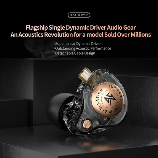 KZ EDX Pro 2 Schwarz – 10 mm dynamischer IEM mit Dual-Mikrofon