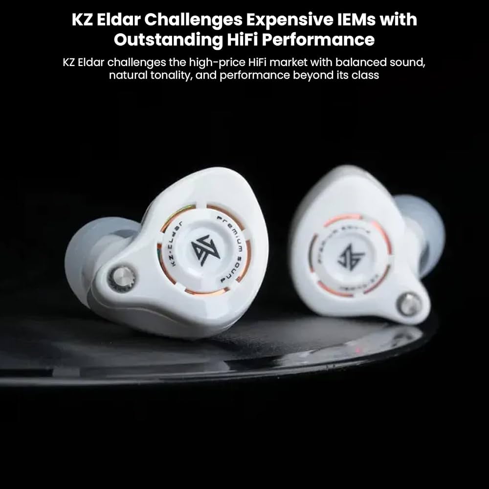 KZ Eldar Kopfhörer, In-Ear-Monitor, HiFi mit 10 mm dynamischem Einzeltreiber, abnehmbares Kabel mit HD-Mikrofon, Weiß