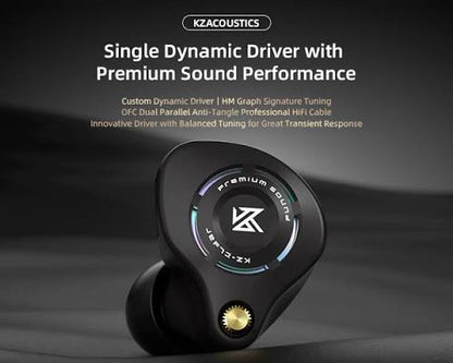 Casti KZ Eldar , Monitor intraauricular , HiFi cu un singur driver dinamic 10MM, cablu detasabil cu Microfon HD, Negru