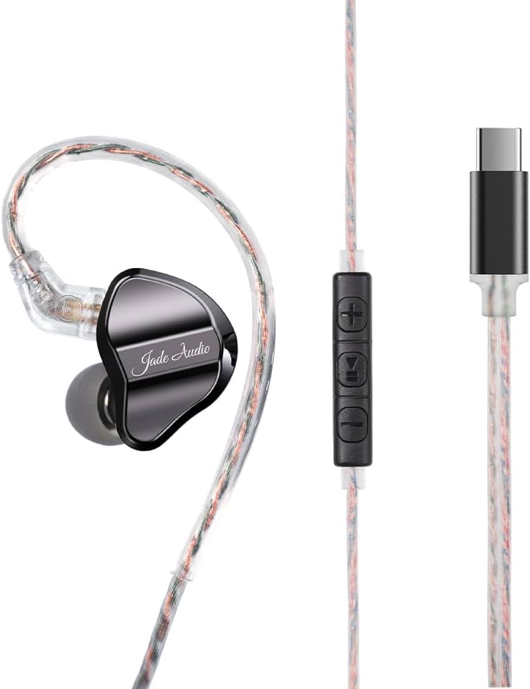 FiiO JadeAudio JD1 Kopfhörer, 10-mm-LCP-Dynamiktreiber, Hi-Fi Res, USB-C-Kabel mit integriertem DAC und HD-Mikrofon, Schwarz
