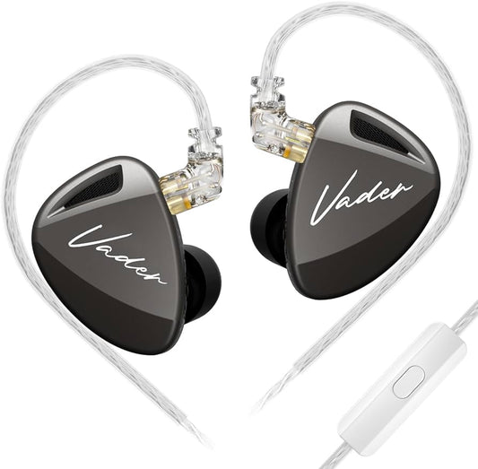 KZ Vader Kopfhörer, Triple-Driver mit 3DD In-Ear-Monitor, HiFi IEM mit 4-stufiger Einstellung, ausgewogene Version, kabelgebunden für Sport, HD-Mikrofon, Schwarz