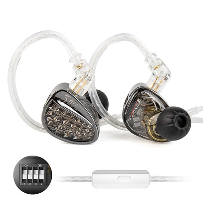 KZ ZA12 Negru – IEM hibrid 2DD + 4BA cu microfon și reglaj