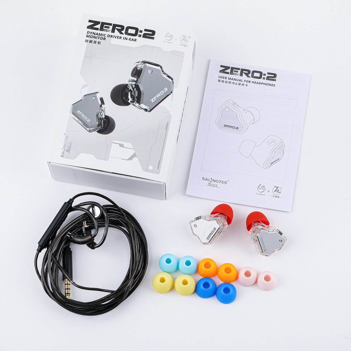 7 Hz x Crinacle Zero 2, 10 mm dynamic driver, detachable cable with OFC wire, Hi-Fi Sound jack 3.5, IEM, Crystal