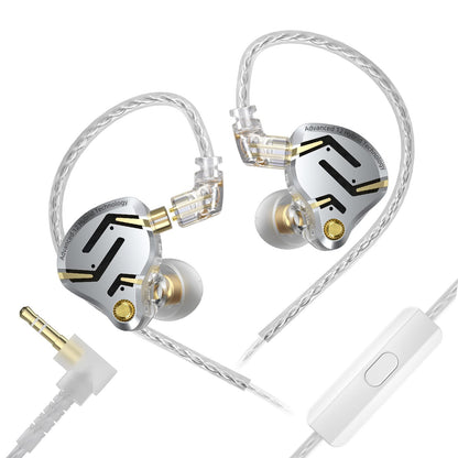 Casti KZ ZS12 PRO 2, Hibride 6 drivere 5BA+1DD, sunet clar HiFi si bas captivant, pentru gaming, muzicieni, cantareti, audiofili, cablu Jack 3.5 Microfon HD, Argintiu
