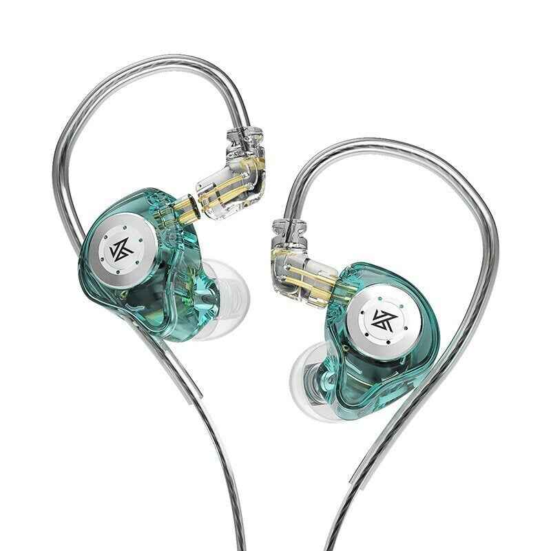 Casti KZ EDX PRO 1DD Dinamice Jack 3.5mm HiFi Bass Anulare a Zgomotului WaterProof IPX4, MIcrofon,Cyan Cristal