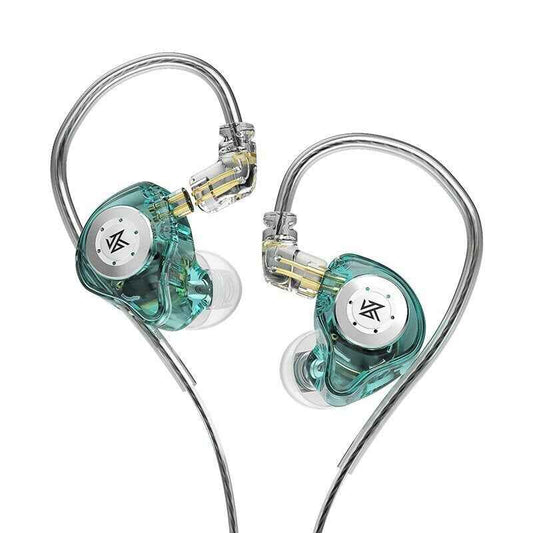 Casti KZ EDX PRO 1DD Dinamice Jack 3.5mm HiFi Bass Anulare a Zgomotului WaterProof IPX4, MIcrofon,Cyan Cristal