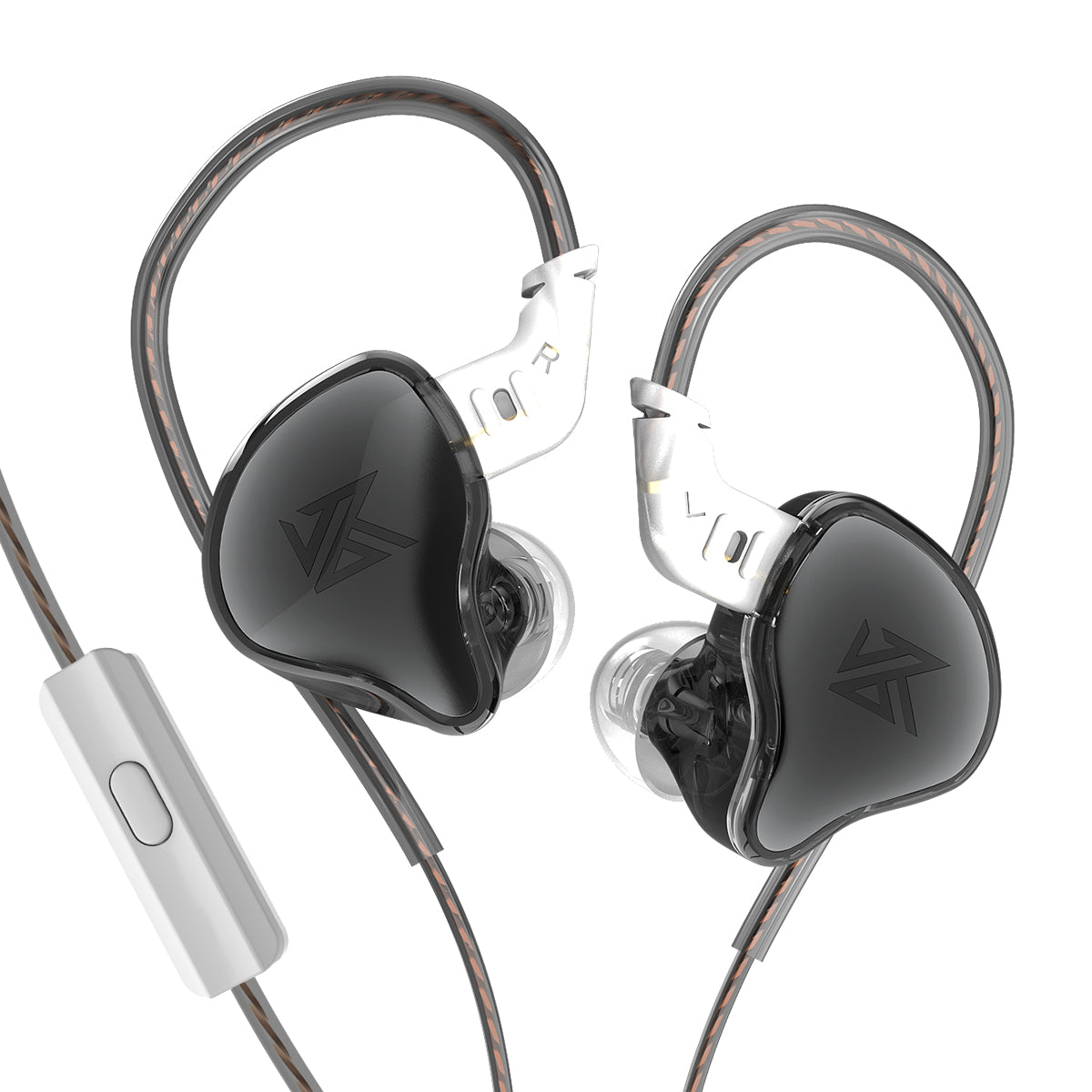 KZ EDC Headphones Dynamic, bass HIFI, with in-ear monitoring, sports with noise cancellation, Microphone, Black