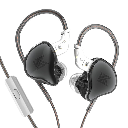 KZ EDC Headphones Dynamic, bass HIFI, with in-ear monitoring, sports with noise cancellation, Microphone, Black