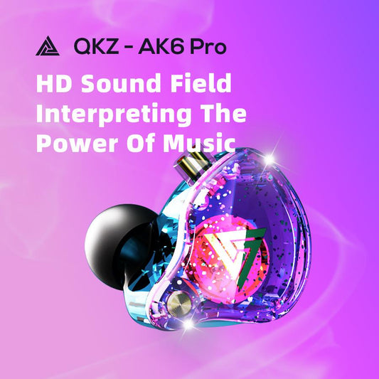 QKZ AK6 Pro 1DD,Bass,HI-RES Audio,Monitor,Sport,Noise Cancelling,Purple 