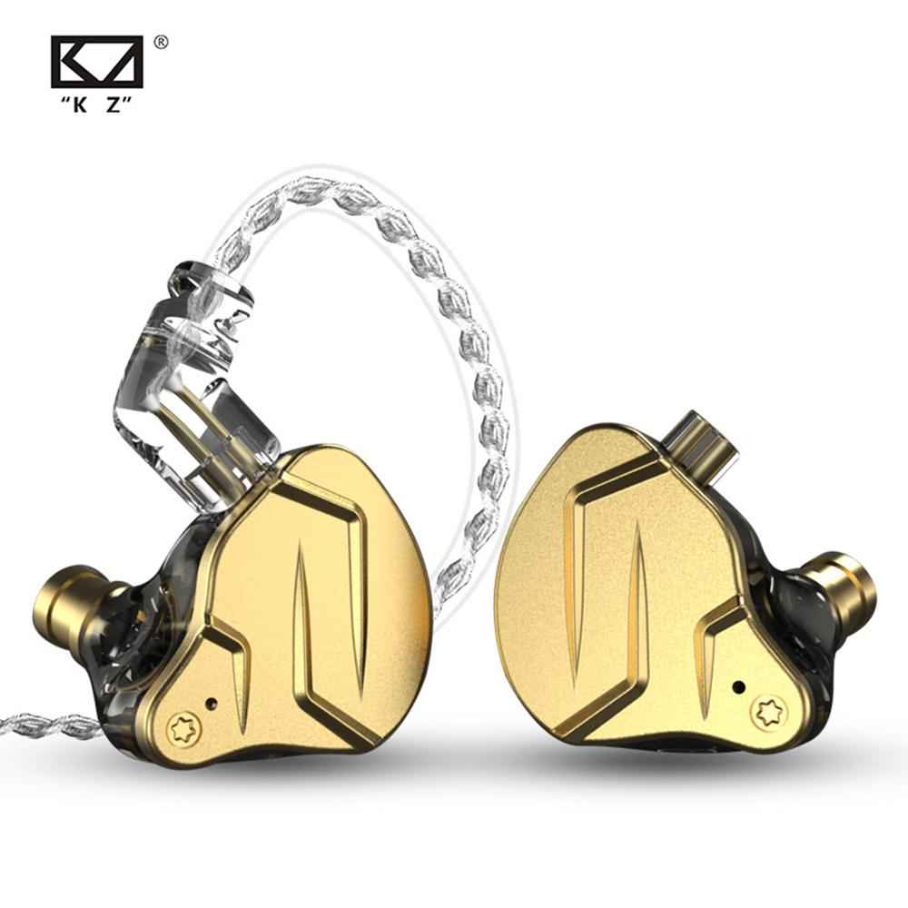 Casti KZ ZSN Pro X Metal,1BA+1DD Tehnologie hibrida,bas HIFI,Monitor,Sport,cu anulare a zgomotului,Auriu