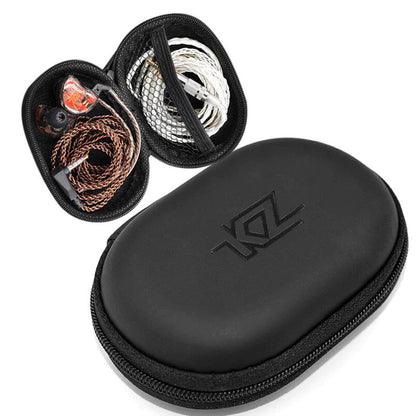 Kopfhöreretui von KZ Brand, PU-Leder, ovale Box, tragbare Reisetasche, Schwarz