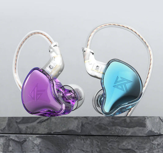KZ EDC Headphones Dynamic, bass HIFI, with in-ear monitoring, sports with noise cancellation, Microphone, Blue/Violet