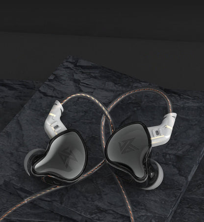 KZ EDC Headphones Dynamic, bass HIFI, with in-ear monitoring, sports with noise cancellation, Microphone, Black